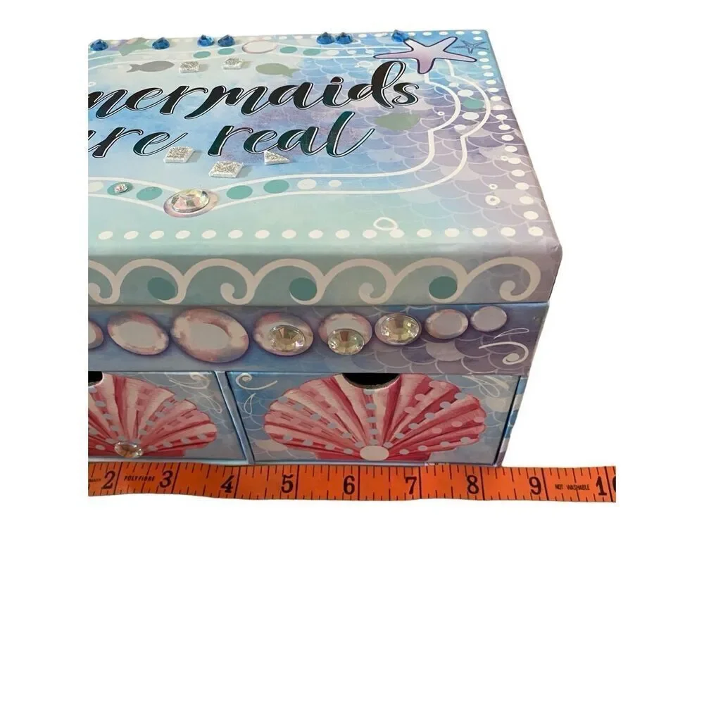 Mermaids Are Real Triple Compartment Jewelry Box Pullout Drawers